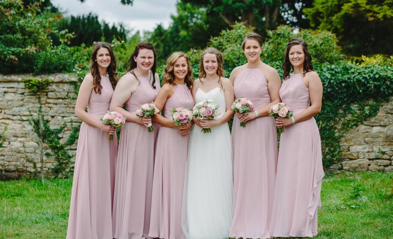 bridesmaids on lawn